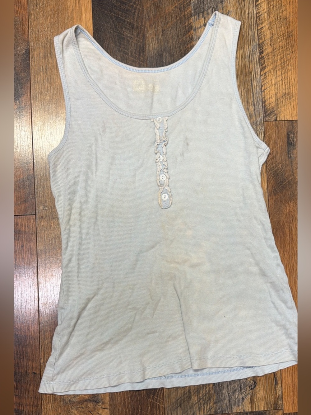 Old Navy Pale Blue Ribbed Tank with Button Placket